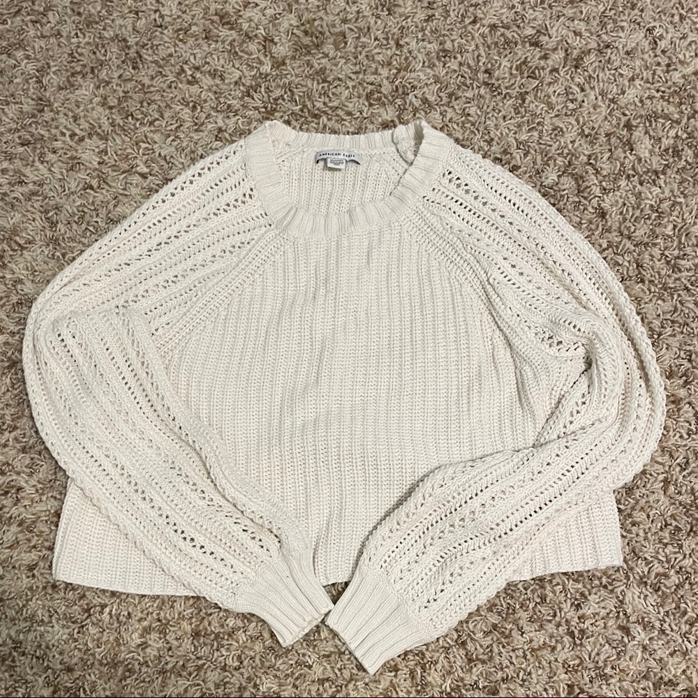 American eagle cropped crew neck sweater
